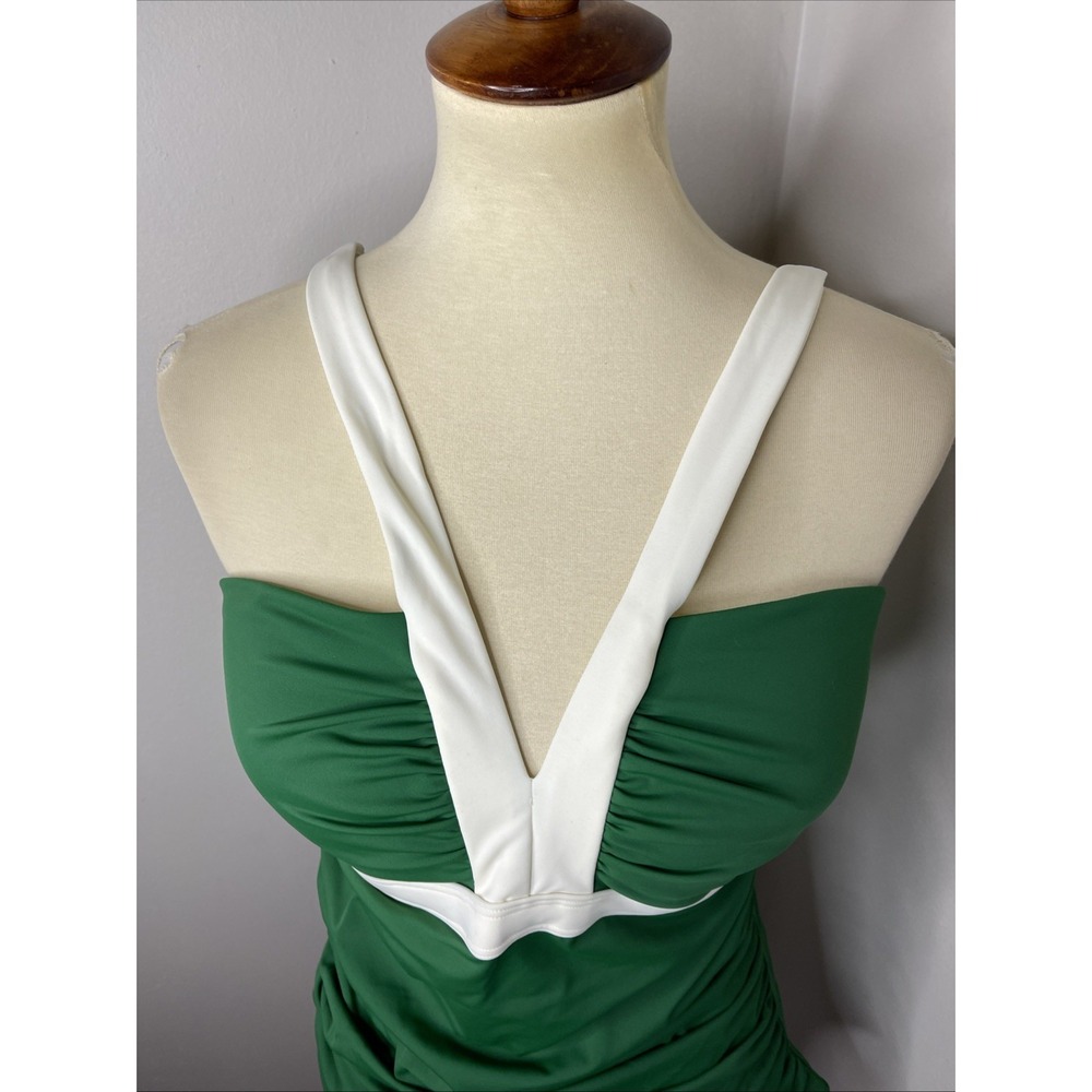 New Boden Corsica V-neck Swimsuit Green US 14 Long - Picture 8 of 11